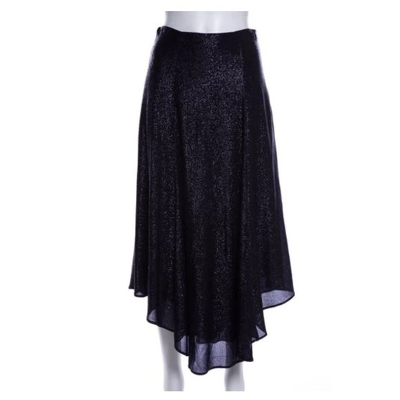 💎🔥 Sally LaPointe Navy Metallic Skirt - Picture 1 of 10